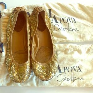 Cole Haan gold glitter flats